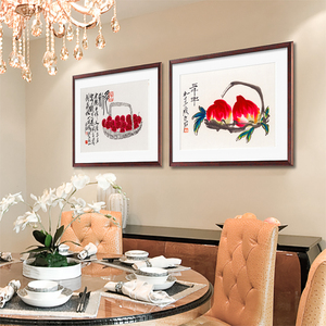 家庭墙面装饰画 餐桌墙上挂画 单副餐厅饭厅壁画 新中式单独一副