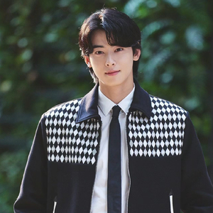 车银优同款fog amiri字母印花羊毛呢拉链编辑重磅拼皮夹克外套