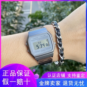 卡西欧casio新款透明表带果冻色复古小方块学生经典电子手表f91ws