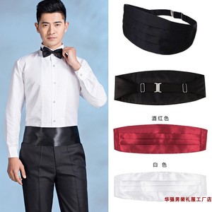 黑色男士西裤腰封腰带白色影楼拍照演出大合唱男礼服燕尾服装束腰