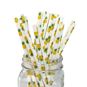 ins英国皇家梅森纸吸管黄色柠檬菠萝饮料水果红茶手工环保可降解