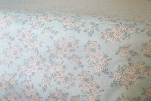 宽幅斜纹纯棉布料 清新蓝色雏菊小花簇 手工/服装/床单/床品面料