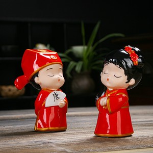 婚庆家居摆件才子佳人中式人物情侣爱情创意陶瓷礼物唐伯虎点秋香