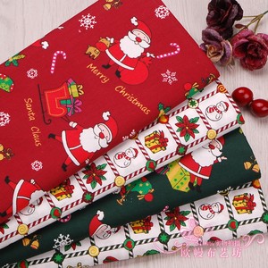 宝宝卡通布料面料手工纯棉斜纹棉布床单被套枕套圣诞老人无荧光剂