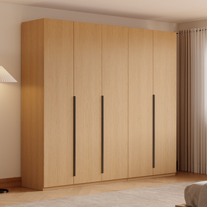 全实木橡木衣柜现代简约对开门家用卧室自由组合简易大容量储物柜