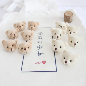 韩版卡通立体两色小熊头米色咖啡色毛绒熊熊可爱胸针包包衣服配饰