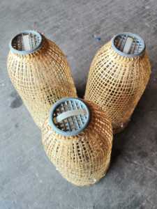 竹虾笼手工编织 自动捕虾捕鱼 竹子搜捕 捕虾工具 装饰品 篓 鱼篓