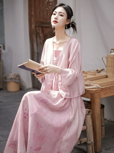 新中式女装中国风佛系禅意棉麻套装2024夏季汉服成人旗袍连衣裙子