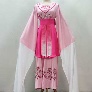 戏剧戏曲服装越剧黄梅戏绣花花旦长水袖连体裙丫头宫女七仙女戏服