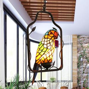 设计师的灯蒂凡尼灯具灯饰帝鹦鹉吊灯过道 阳台装饰灯手工艺术品