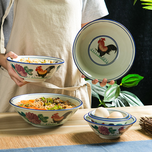 民国复古田园风tvb大公鸡宫廷翅碗大号 牛肉面碗米饭碗甜品沙拉碗