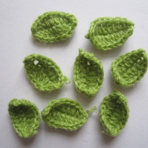 钩织绿叶手工钩针编织毛线叶子diy帽子包包服装项链耳环吊坠配饰