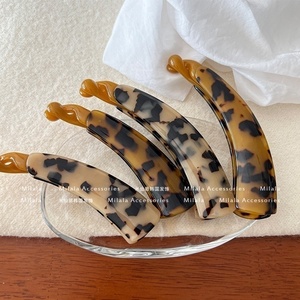 米拉拉韩国进口FRANCE玳瑁色简约香蕉夹高低马尾横夹气质豹纹竖夹