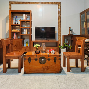 茶几茶桌茶台客厅实木小户型家用陪嫁樟木箱香樟木家具复古中国风