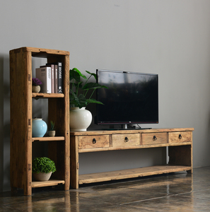 老榆木电视柜复古自然风化纹粗犷工业试听柜免漆古朴环保带抽屉柜