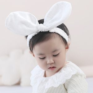 韩国版宝宝头饰婴儿童兔耳朵发带棉可爱萌宝宝发饰周岁拍照摄影