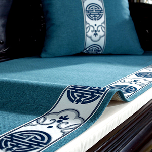 四季通用红木家具沙发坐垫套防滑棉麻中式沙发垫实木罗汉床垫盖布