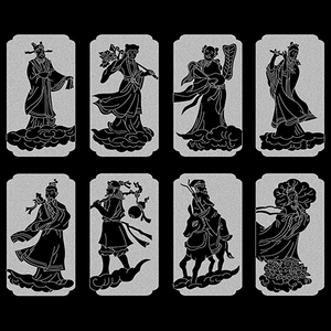 1 八仙石雕线雕图  线描图