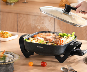 美菱电火锅电炒锅电热炒煮蒸煎涮炖焖一体锅麦饭石色不粘锅包邮