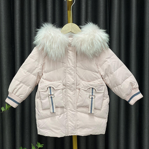 专柜正品2020禾雪女童羽绒服中长款加厚中大童大毛领冬装外套146b