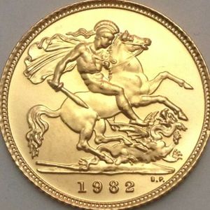 【海寧潮期货】英国1982年圣乔治屠龙马剑半索维林纪念金币