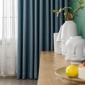 北欧简约磨毛纹理纯色羊驼绒美式窗帘客厅卧室订制灰现代美式落地