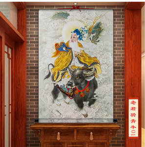 新款5d魔方钻石画十字绣老子骑牛出关图道教圣人太上老君人物满钻