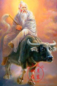 正品新款5d魔方钻石画十字绣老子骑牛图太上老君满钻圆钻竖版人物