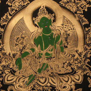 藏传佛教5d魔方钻石画佛像十字绣人物黑金唐卡绿度母菩萨供奉满钻