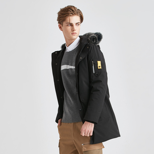 KONZEN空间品牌男装冬季加厚连帽中长款毛领羽绒服商务修身外套