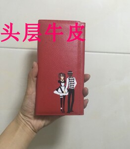 品牌钱夹女士长款二折头层牛皮外贸尾货库存清仓处理真皮女钱包