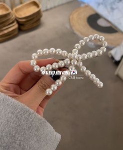 REINA-P 草莓家韩国东大门代购珍珠蝴蝶结发饰发夹