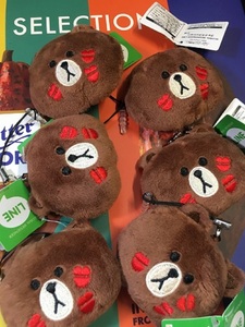 日本正版 布朗熊 可妮兔 LINE 手机挂件屏幕擦 毛绒玩具 男女礼物