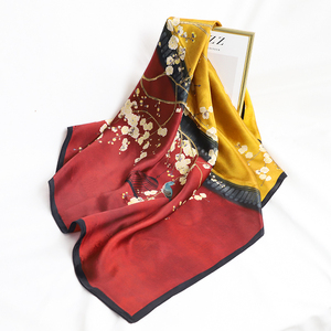 故宫数枝梅 古风印花真丝丝巾春秋夏冬季装饰桑蚕丝女65中方巾围