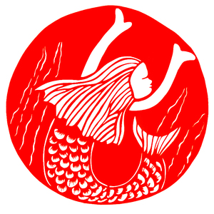 美人鱼纯手工剪刀剪纸  中国童话剪纸传统民间手工艺贴画 包邮