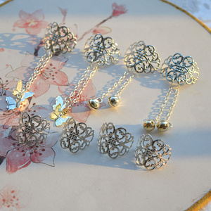 古风古典汉服头饰发扣发饰蝴蝶铃铛发扣日常百搭辫子扣宋明制发扣