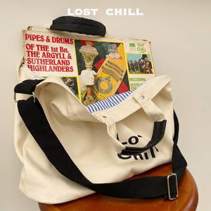 Lost Chill-原创设计简约字母手提单肩斜跨包帆布包大容量托特包