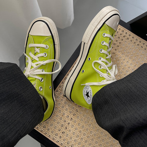 匡威1970s新款男女鞋经典三星标荧光嫩浅绿高帮帆布鞋172141c