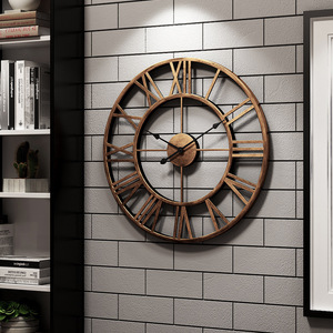 新款欧式铁艺壁挂钟表超大号创意美式咖啡厅客厅复古墙面装饰时钟