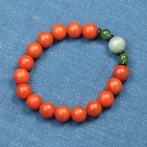 精品原矿保山南红玛瑙手串满肉柿子红单圈手链玉石碧玉猫眼22g