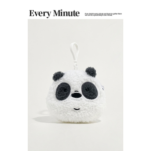 EMINUTE咱们裸熊正版熊猫零钱包可爱毛绒耳机包收纳包校园卡卡包