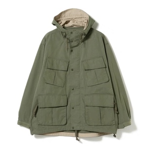 BEAMS M65日系尼龙棉质混纺格子布军事风连帽夹克工装多口袋外套