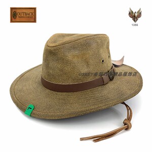 美国进口outback男女真皮西部牛仔帽户外防水防紫外线哈雷皮帽