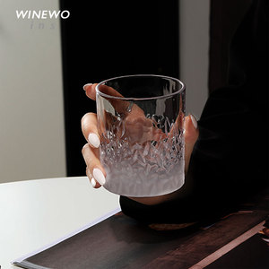 {雪褶寒峰想玉姿}中古法式玻璃杯 vintage威士忌酒杯水晶杯洋酒杯