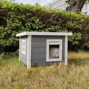 室外猫笼子室内户外猫窝别墅狗猫屋实木防雨水双层保暖猫舍宠物房