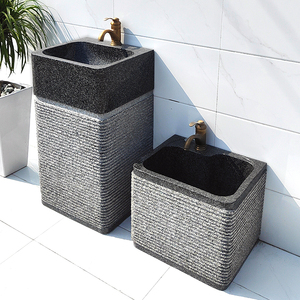 天然石头户外洗手池大理石别墅花园庭院整石洗手盆一体式水池台盆