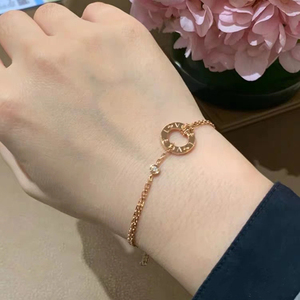 cartier/卡地亚 经典love 圆饼手链 18k玫瑰金圆环镶钻双链手环女