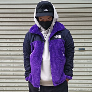 北面ue黑标 kk fleece两面穿 紫色宽松抓绒保暖 立领拉链外套4u65