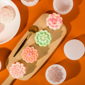 中秋节月饼硅胶模具食品级DIY花型莲花冰淇淋果冻绿豆糕点凤梨酥