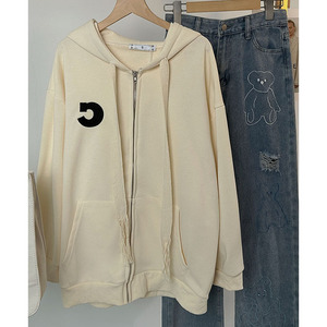 杏色卫衣女连帽不加绒